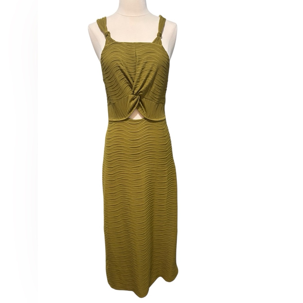 NWT River Island Green Ribbed Sleeveless Bodycon Midi Sundress- size 8